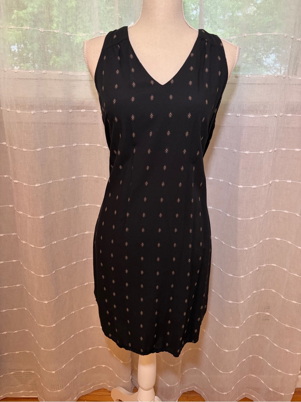 Old Navy Black Mini Dress with Subtle Gold Dot Motif